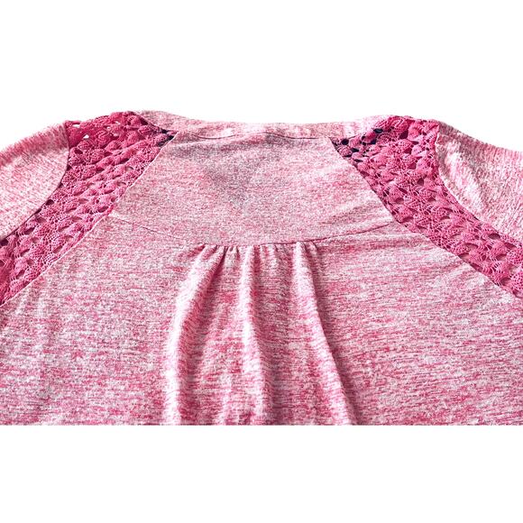 NO BO LONG SLV, PULL-OVER, V-NECK TOP, JUNIORS, M (7/9)-PINK, LACE ON SHOULDERS - Picture 6 of 12